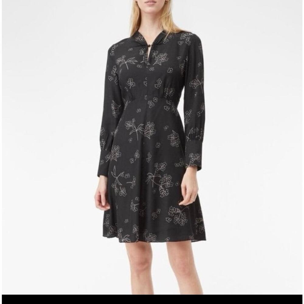 Rebecca Taylor Tailored Silhouette Floral Silk-Blend Mini Dress black size 4